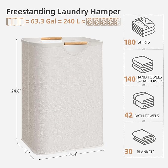 STORAGE MANIAC 3-Pack Large Laundry Hamper, 80L Collapsible Laundry Basket - Image 3