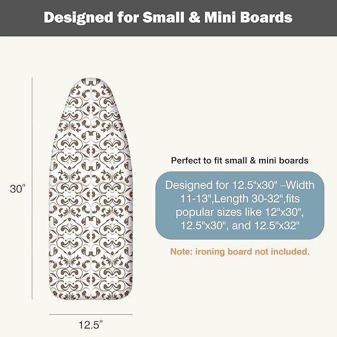 Small Ironing Board Cover and Pad 12.5"x30" Small Iron Board Cover - Image 2