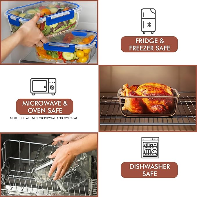 Razab 4 Pcs 1860ml / 63 Oz Large Glass Food Storage Containers - Image 5