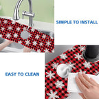 Christmas Snowflake Kitchen Sink Splash Guard Mat Buffalo Plaid Absorbent Fast - Image 5
