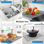 Searik Stainless Steel Over The Sink Dish Drying Rack, Roll Up Foldable Kitchen - Image 5