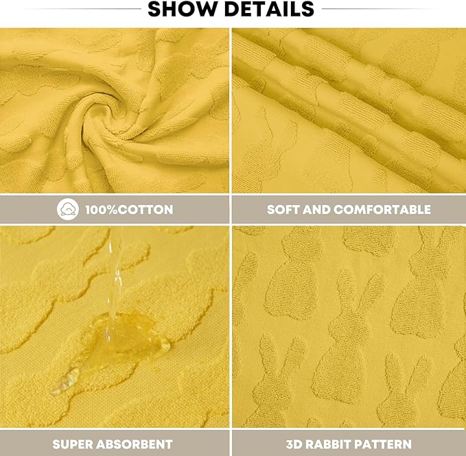 Artoid Mode 1 Pc Yellow 3D Rabbit Jacquard Easter Hand Towels - Image 7