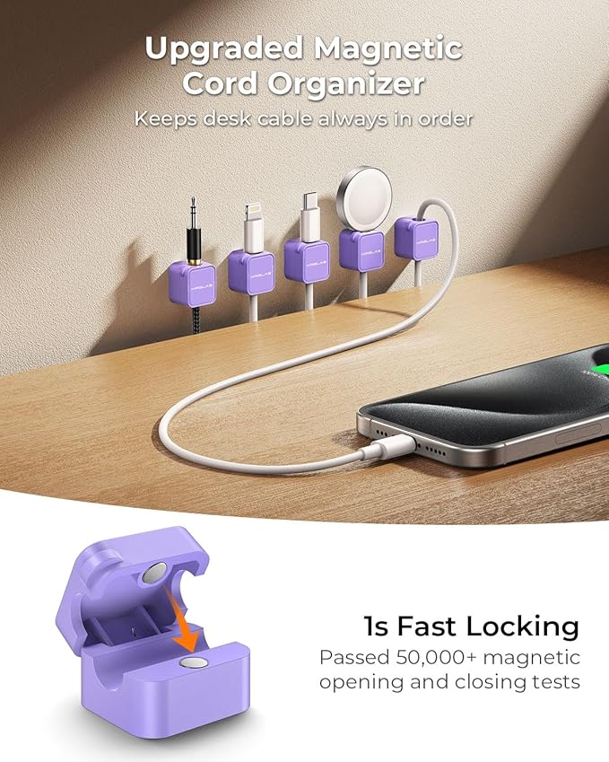 MRGLAS 10-Pack Magnetic Cable Management Cord Organizer, Cable Holder Clips - Image 2