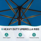 AreShark 7.5FT Patio Umbrella Table Market Umbrella with 6 Sturdy Ribs, Button Tilt/Crank Heavy-Duty Round Outdoor Umbrellas for Garden, Deck, Backyard,and Pool, Royal Blue - Image 5