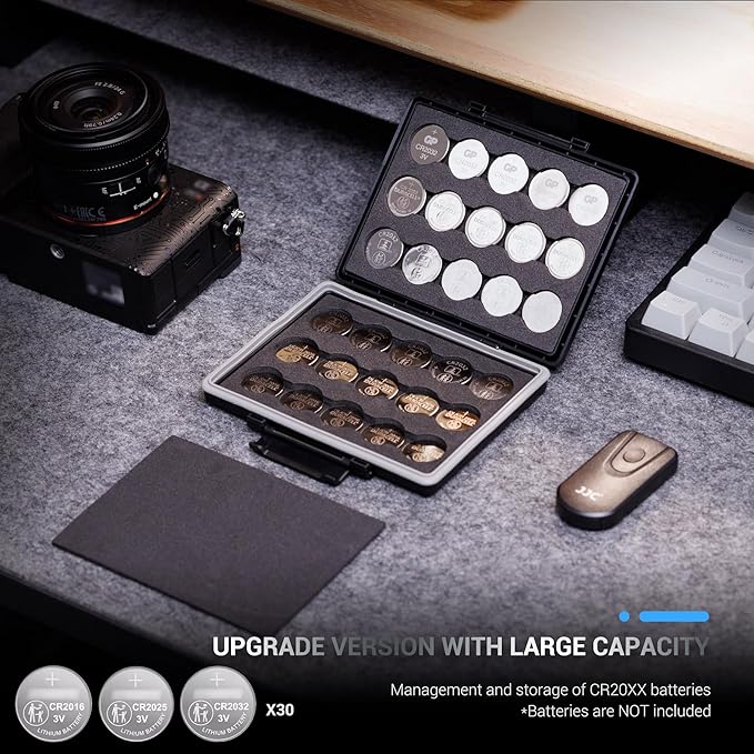 JJC CR2032 Battery Case Holder Storage, Water-Resistant Anti-Shock, Coin Cell - Image 7