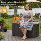 NEWBULIG 60 Gallon Deck Box, Waterproof Outdoor Storage Box with Lockable Lid, Patio Furniture Bench & Side Table, Outside Storage Container, Tool-Free Assembly, for Garden, Pool, Brown - Image 3