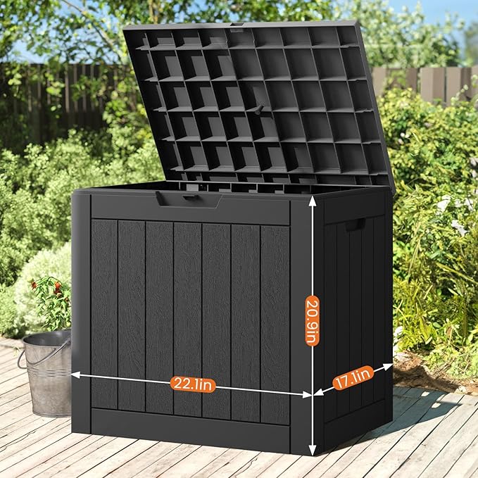 Sweetcrispy Deck Box with 31 Gallon Capacity, Weatherproof Resin Lockable Outdoor Storage for Secure Package Deliveries and Indoor Storage in Garden or Patio, Backyard - Image 4