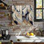Golden Horse Oil Painting Kitchen Hand Towel Set of 2, Abstract Art Painting - Image 5
