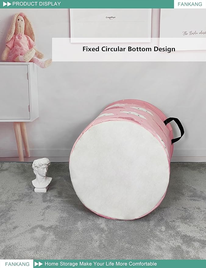 FANKANG Storage Basket, Nursery Hamper Canvas Laundry Basket Foldable - Image 8