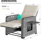 Restland Outdoor Recliner with Independent Adjustable Back & Footrest Wicker Patio Reclining Chair with Flip Table Comfortable Lounge Chair & Thick Cushion for Deck, Porch (Beige) - Image 2