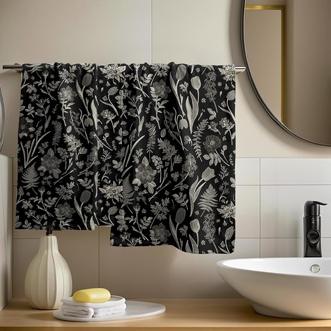 Black Spring Floral Hand Towels - Image 6