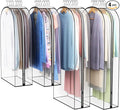 Clear Garment Bag for Hanging Clothes 10” Gusseted, Suit Bags for Open Closet by Liuoud