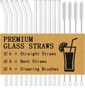 Piteno® 16-Pack Reusable Glass Straws Set, 8.5''x10MM, Milkshakes by Piteno