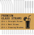 Piteno® 16-Pack Reusable Glass Straws Set, 8.5''x10MM, Milkshakes by Piteno