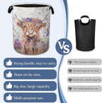 Highland Cow Laundry Basket, Foldable Oxford Cloth Flower Funny Laundry Hamper - Image 3