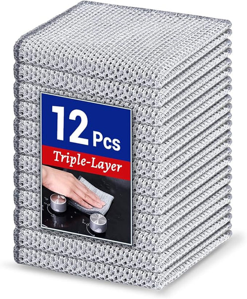 12 PCS 3-Layer Non-Scratch Multipurpose Steel Wire Dishcloths by Wangjinpeng