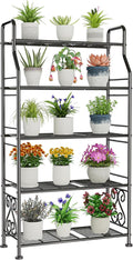 GIOTORENT Plant Stand Outdoor Indoor 5 Tier Metal Waterproof - 53.2" Plant Shelf for Patio, Balcony, Living Room, Large Capacity Tiered Plant Rack, Black by GIOTORENT