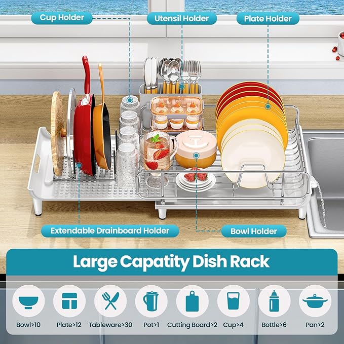 TOOLF Expandable Dish Rack, Dish Drying Rack - Image 2