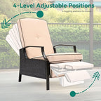 YITAHOME Outdoor Recliner Chair, 2-Piece Patio Adjustable Wicker Reclining Lounge Chairs, Dual-use Rattan Furniture Set with Soft Thick Cushions, Extended Footrest, Flip Back, Brown & Beige - Image 2