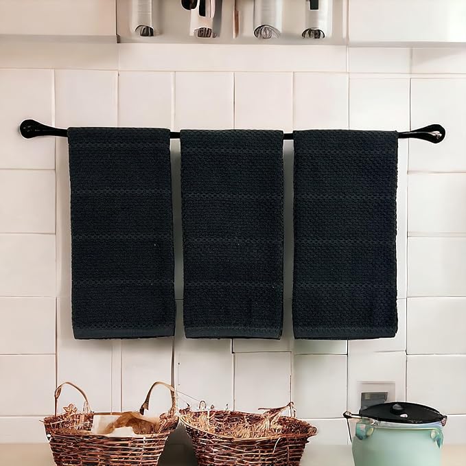 Serafina Home Black Textured Kitchen Hand Dish Towels 100% Cotton Cloth Soft - Image 8
