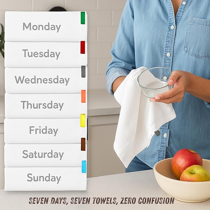 Premium Cotton Kitchen Towels Set of 7 – Ultra Absorbent & Soft Dish Towels - Image 7