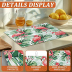 Flamingo Dish Drying Mat for Kitchen Counter Microfiber Absorbent Dish Tropical - Image 3