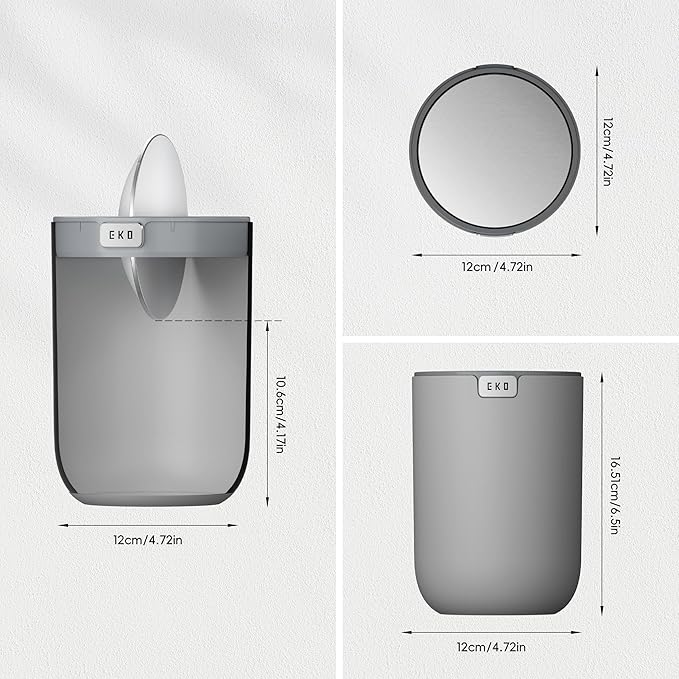 EKO Mini Desk Trash Can with Swing-Top Lid 0.4 Gallon Small Table Round - Image 4