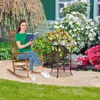 VINGLI Wooden Rocking Chair, Outdoor Chair with 450 lbs Support, Relaxing Rocker with Solid Wood High Back Seat Reclining Seat for Deck, Garden, Backyard, Porch, Indoor or Outdoor Use (Teak, 1PC) - Image 2