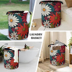 Retro Red Daisy Flowers Laundry Hamper, Dirty Clothes Laundry Basket - Image 4