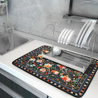 Floral Microfiber Dish Drying Mat Large Absorbent Dish Drainer Rack Pad - Image 5