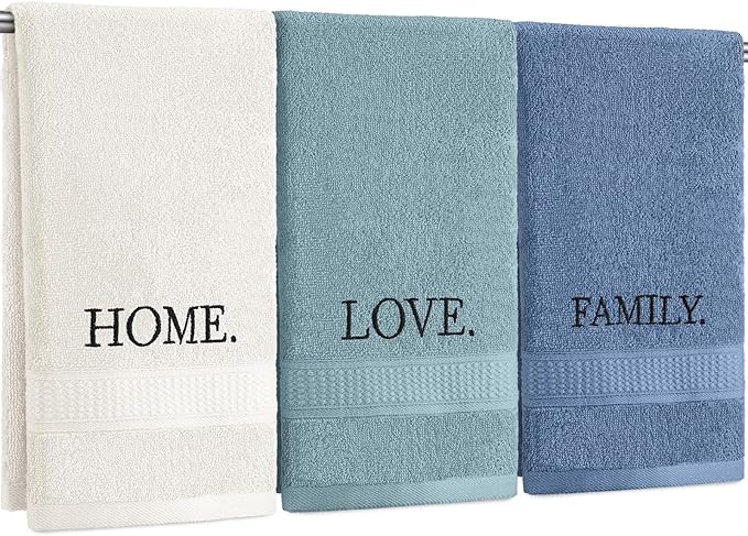 3 Pcs Home Love Family Decorative Hand Towels by FuWeave