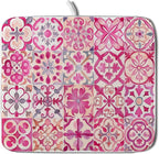 Pink Mexican Tiles Dish Drying Mat Absorbent Microfiber Dish Drying Pad by Giwawa