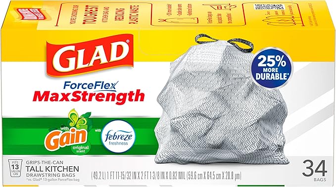 Glad Tall Kitchen Trash Bags 13 Gallon, Gain Original Garbage Bags, Odorshield - Image 10