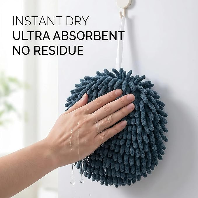 Soft Absorbent Chenille Ball Towel Sets, Quick Dry Hand, Towels - Image 2