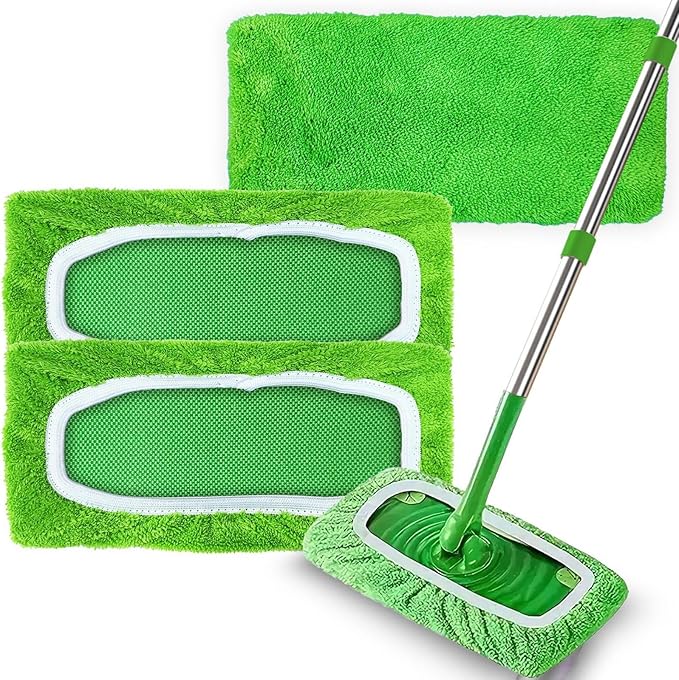 3 Pack Reusable Microfiber Mop Pads Compatible by GreatHomeCleaningHelper