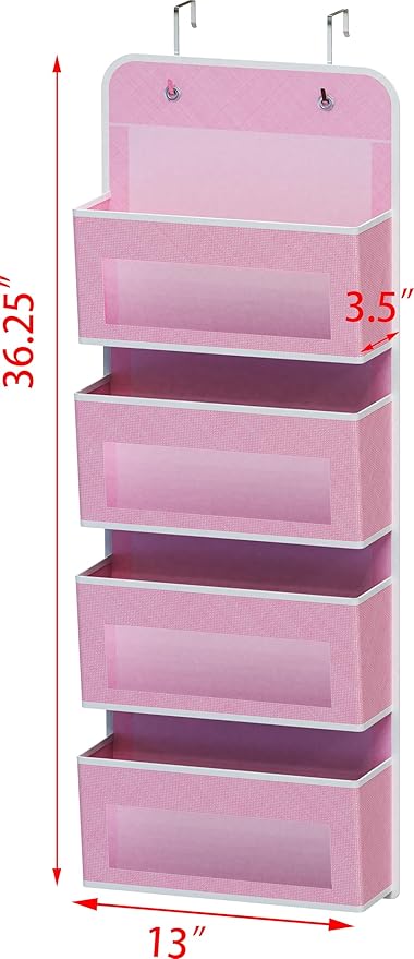 Simple Houseware 4 Clear Window Pocket Over Closet Door Storage Hanging - Image 2