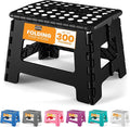 Utopia Home Folding Step Stool with Handle – 9 Inch Anti Slip Collapsible Stool – Holds Up to 300 lbs – Sturdy Plastic Step Stool Foldable for Kitchen, Bathroom and Home Use (1-Pack, Black) by UTOPIAHOME