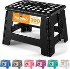 Utopia Home Folding Step Stool with Handle – 9 Inch Anti Slip Collapsible Stool – Holds Up to 300 lbs – Sturdy Plastic Step Stool Foldable for Kitchen, Bathroom and Home Use (1-Pack, Black) by UTOPIAHOME