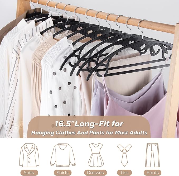 Plastic Hangers 50 Pack, TARANCH Black Clothes Hanger - Image 5