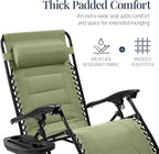 Best Choice Products Oversized Padded Zero Gravity Chair, Folding Outdoor Patio Recliner, XL Anti Gravity Lounger for Backyard w/Headrest, Cup Holder, Side Tray, Polyester Mesh - Sage Green - Image 4