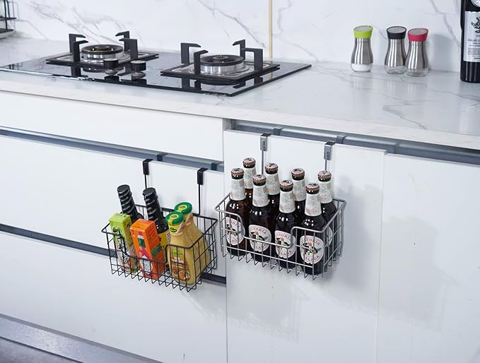 Wire Hanging Storage Basket 2 Packs, Wall Mounted Kitchen Bathroom Storage - Image 4