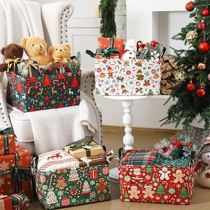 4 Pack Christmas Storage Bin Collapsible Large Christmas Storage Baskets - Image 7