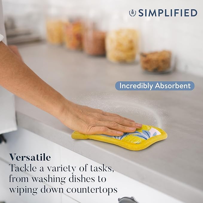 Simplified 5-Pack Scrub & Wipe 2-in-1 Dishwashing Sponges - Image 4