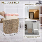 Wicker Waste Basket with Lid and Liner, Woven Seagrass Trash Can, Bathroom - Image 2