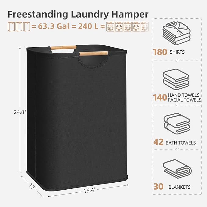 STORAGE MANIAC 3-Pack Large Laundry Hamper, 80L Collapsible Laundry Basket - Image 3