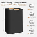 STORAGE MANIAC 3-Pack Large Laundry Hamper, 80L Collapsible Laundry Basket - Image 3