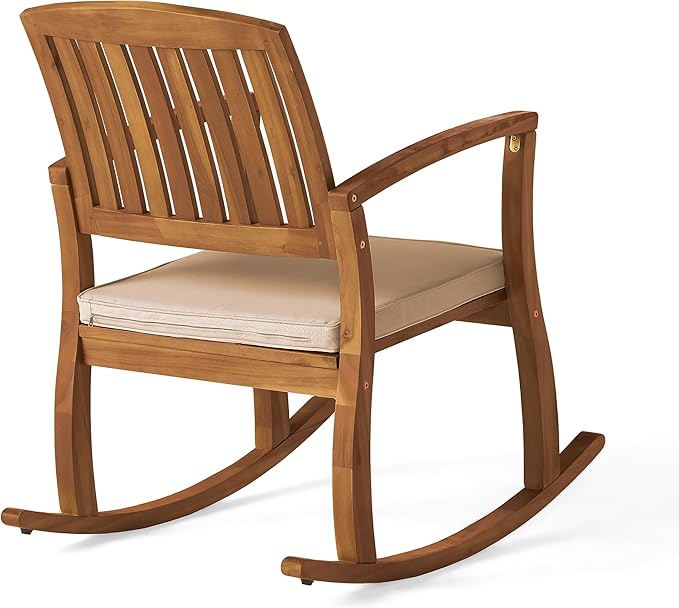 Christopher Knight Home Selma Acacia Rocking Chairs with Cushions, 2-Pcs Set, Teak Finish - Image 7