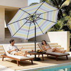 MEWAY 9ft Patio Umbrella Outdoor Table Umbrellas with Push Button Tilt and Crank, Market Umbrella 8 Sturdy Ribs for Deck, Garden, Pool and Backyard, Blue-Green Stripe - Image 3
