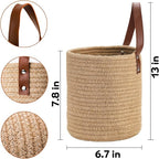 YOUEON Set of 2 Jute Hanging Basket 7.8" x 6.7", Small Wall Hanging Planter - Image 2