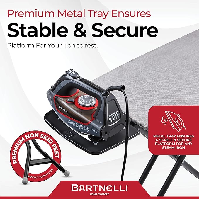 Bartnelli Extreme Stability Ironing Board 43x13 Upgraded Heavy-Duty Metal Frame - Image 5